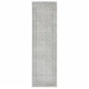 Photo of White And Grey Oriental Power Loom Stain Resistant Runner Rug