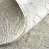 Photo of White And Silver Striped Hand Woven Area Rug