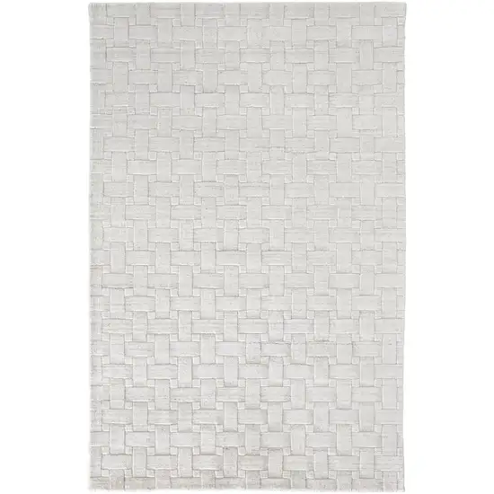 White And Silver Striped Hand Woven Area Rug Photo 5