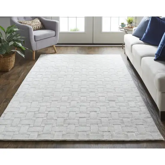 White And Silver Striped Hand Woven Area Rug Photo 3