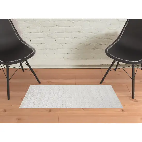 White And Silver Striped Hand Woven Area Rug Photo 2