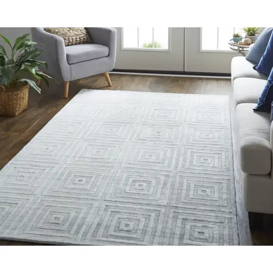 White And Silver Striped Hand Woven Area Rug Photo 3