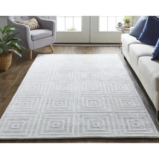 White And Silver Striped Hand Woven Area Rug Photo 5