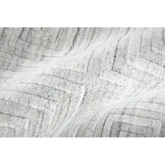 White And Silver Striped Hand Woven Area Rug Photo 2