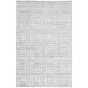 Photo of White And Silver Striped Hand Woven Area Rug