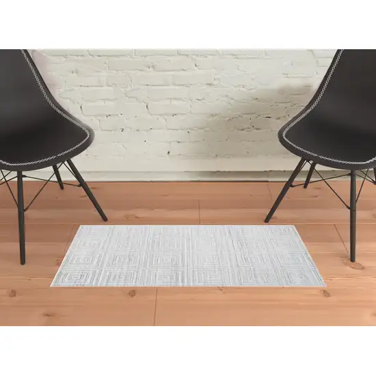 White And Silver Striped Hand Woven Area Rug Photo 2