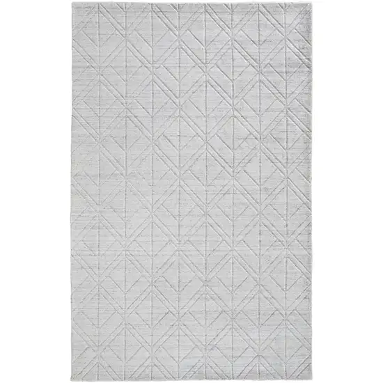 White And Silver Striped Hand Woven Area Rug Photo 1