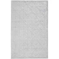 Photo of White And Silver Striped Hand Woven Area Rug