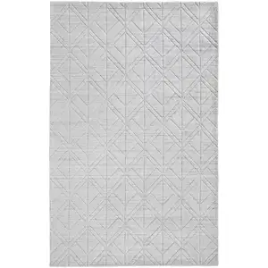 Photo of White And Silver Striped Hand Woven Area Rug