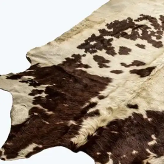 Brown and White Cowhide Handmade Area Rug Photo 3