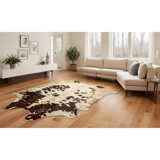 Brown and White Cowhide Handmade Area Rug Photo 2