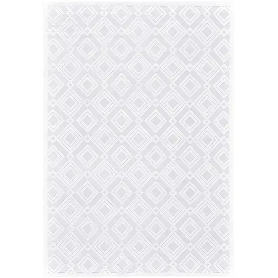 White Geometric Power Loom Area Rug Photo 2