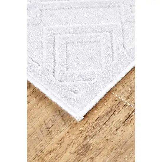 White Geometric Power Loom Area Rug Photo 5