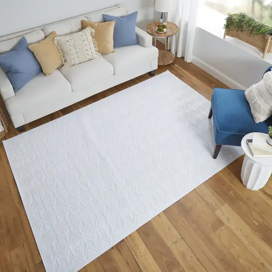 White Geometric Power Loom Area Rug Photo 8