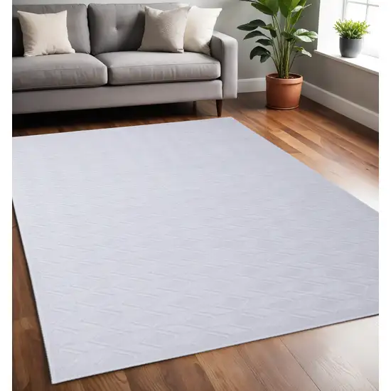 White Geometric Power Loom Area Rug Photo 1