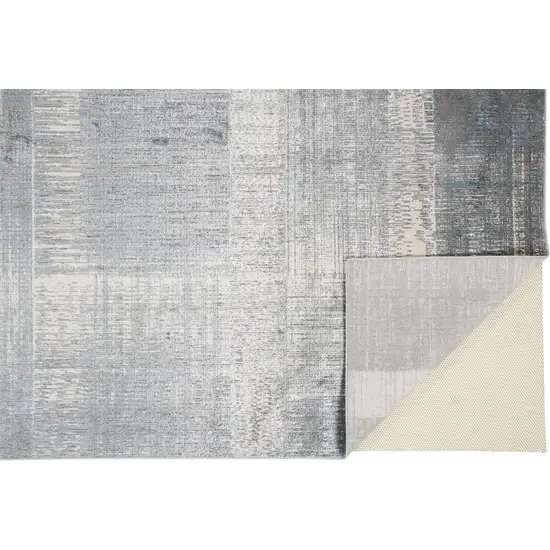 White Gray And Blue Abstract Area Rug Photo 3