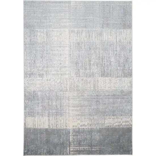 White Gray And Blue Abstract Area Rug Photo 1