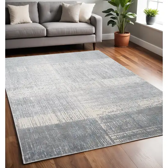 Gray and White Abstract Non Skid Area Rug Photo 1