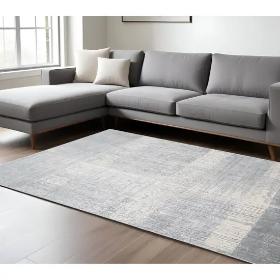 Gray and White Abstract Non Skid Area Rug Photo 1