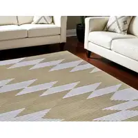 Photo of White Gray and Gold Geometric Power Loom Area Rug