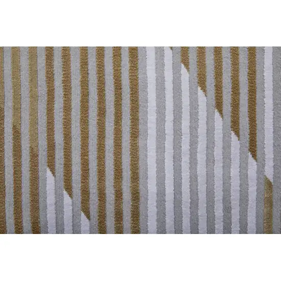 White Gray and Gold Geometric Power Loom Area Rug Photo 4