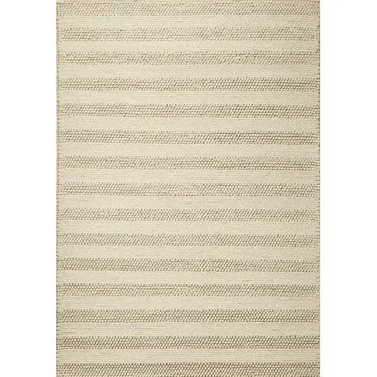 White Ivory Hand Woven Knobby Cornish Stripe Indoor Area Rug Photo 1