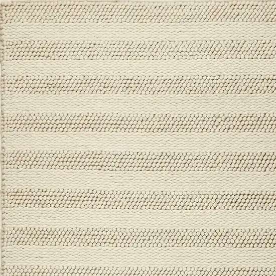 White Ivory Hand Woven Knobby Cornish Stripe Indoor Area Rug Photo 3