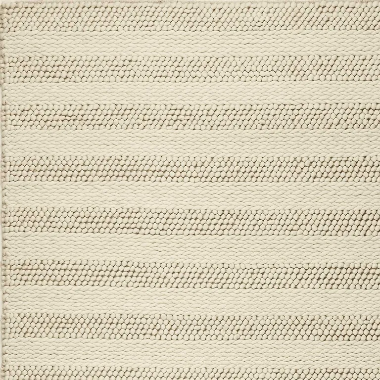 White Ivory Hand Woven Knobby Cornish Stripe Indoor Area Rug Photo 3