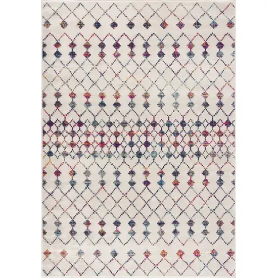 White Modern Geometric Grid Area Rug Photo 2