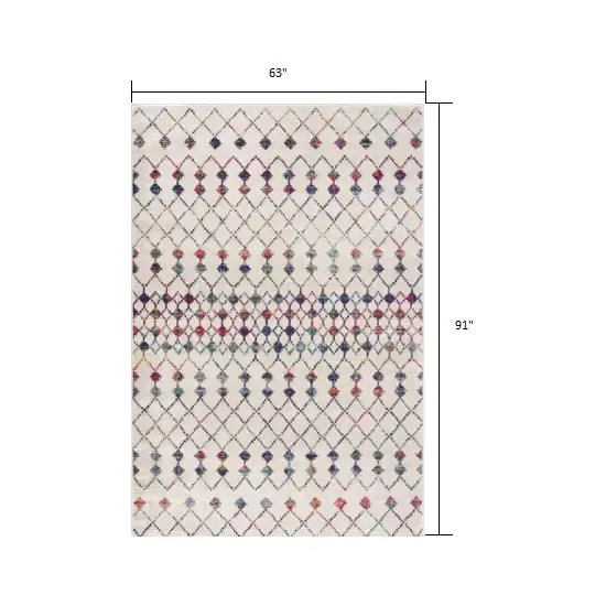 White Modern Geometric Grid Area Rug Photo 1