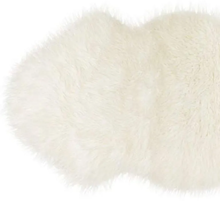 White  Natural Sheepskin Fur Area Rug Photo 2