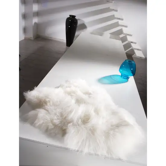 White Natural Wool Long-Haired Sheepskin Area Rug Photo 4