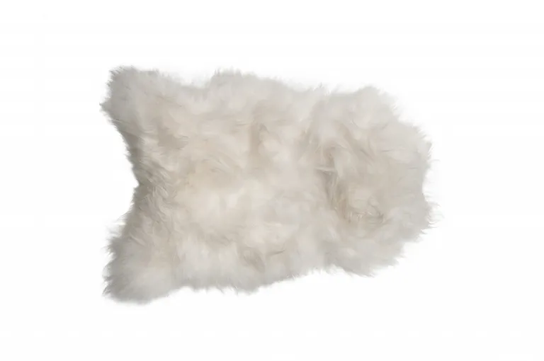 White Natural Wool Long-Haired Sheepskin Area Rug Photo 1