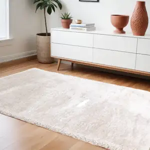 Photo of White Shag Hand Tufted Area Rug