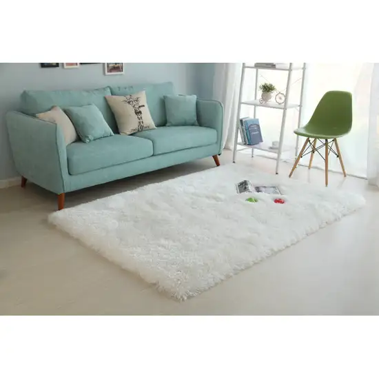 White Shag Hand Tufted Area Rug Photo 5