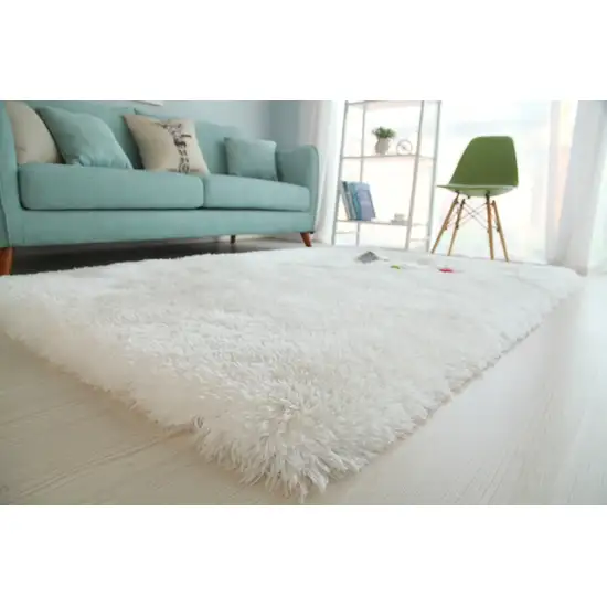 White Shag Hand Tufted Area Rug Photo 6