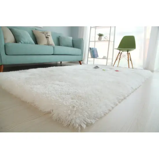 White Shag Hand Tufted Area Rug Photo 7