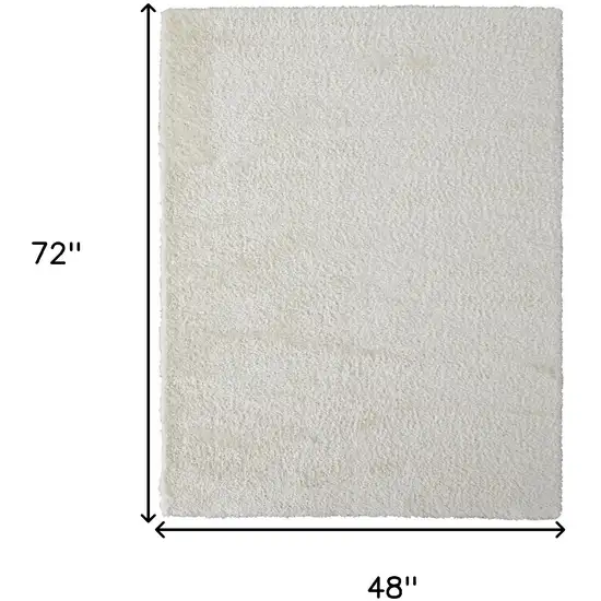 White Shag Power Loom Stain Resistant Area Rug Photo 10