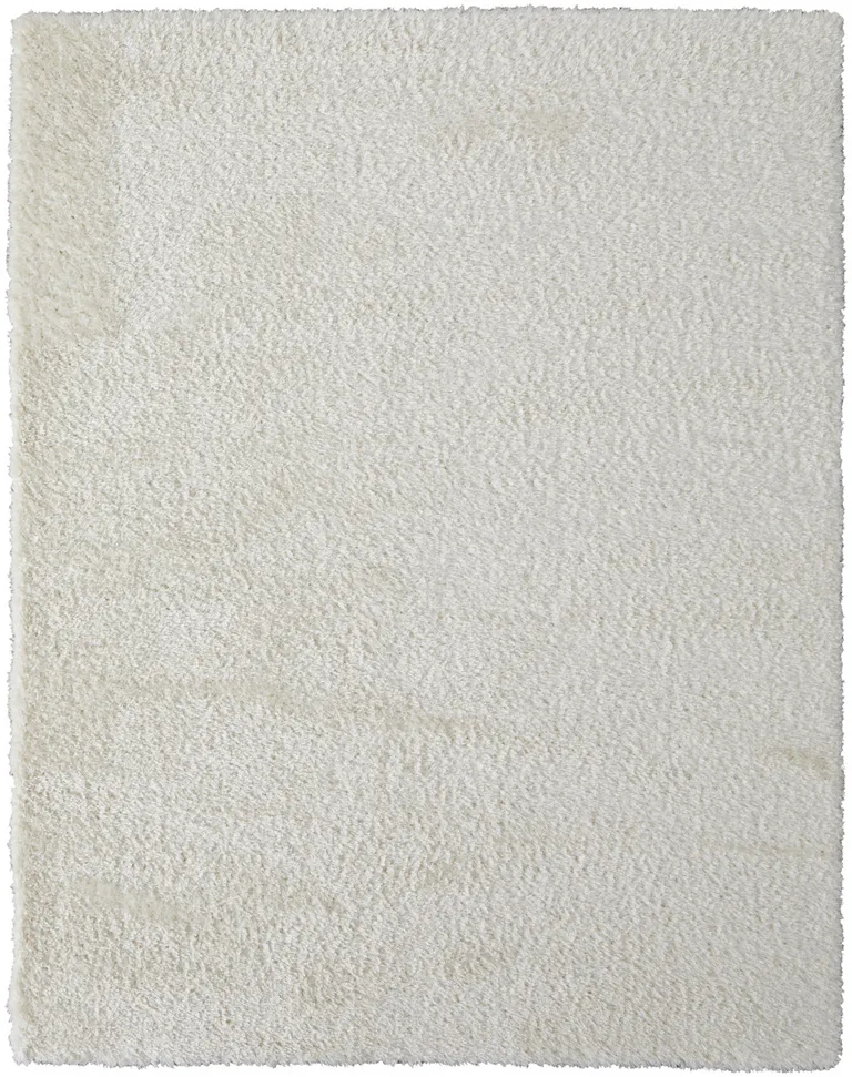 White Shag Power Loom Stain Resistant Area Rug Photo 1