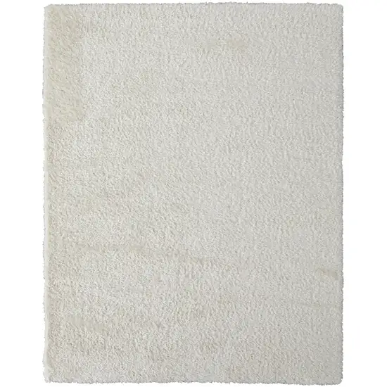 White Shag Power Loom Stain Resistant Area Rug Photo 1