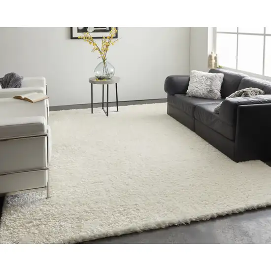 White Shag Power Loom Stain Resistant Area Rug Photo 2