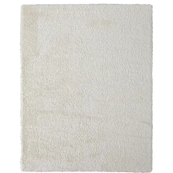 White Shag Power Loom Stain Resistant Area Rug Photo 1