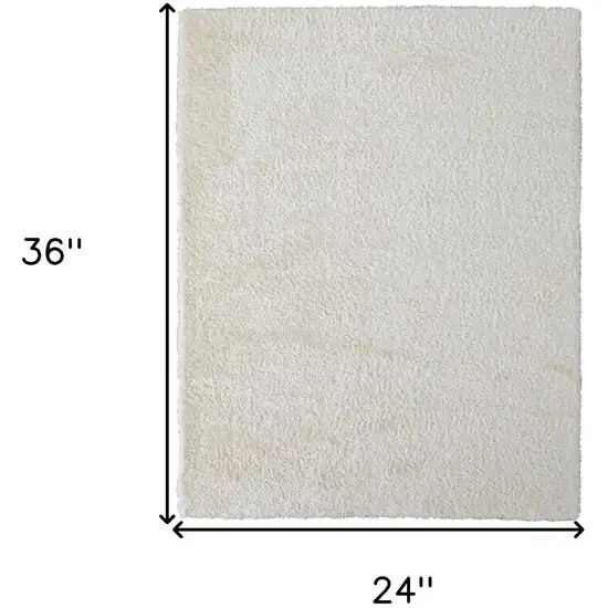 White Shag Power Loom Stain Resistant Area Rug Photo 4