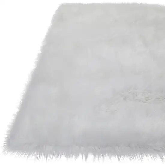 White Sheepskin Washable Area Rug With Fringe Photo 3