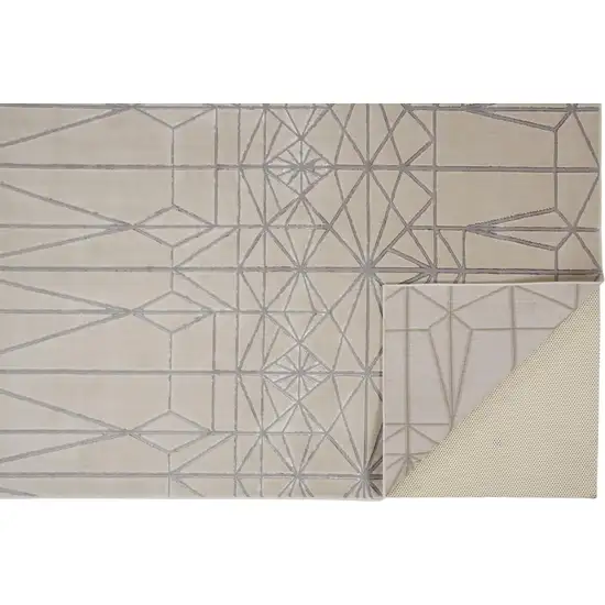 White Silver And Gray Geometric Area Rug Photo 4