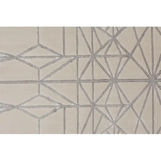 White Silver And Gray Geometric Area Rug Photo 9