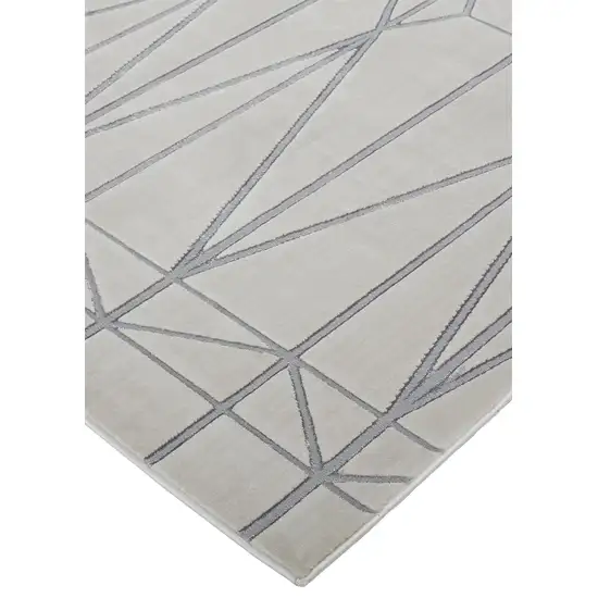 White Silver And Gray Geometric Area Rug Photo 3