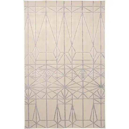 White Silver And Gray Geometric Area Rug Photo 1