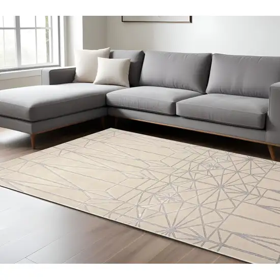 Gray and White Geometric Non Skid Area Rug Photo 1