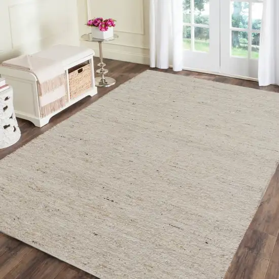 White Wool Hand Woven Area Rug Photo 8